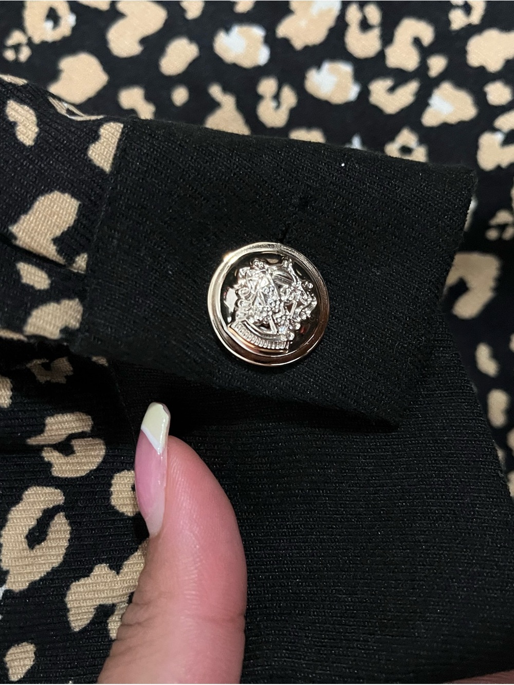 Women’s ' Black & Tan Leopard Print Button-Front Jacket - Picture 2 of 5